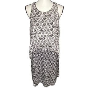 Skies Are Blue Dress Black and Off White Geometric Pattern Sleeveless Size M